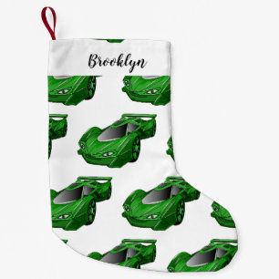 Petite Chaussette De Noël Voiture de sport verte avec illustration airfos