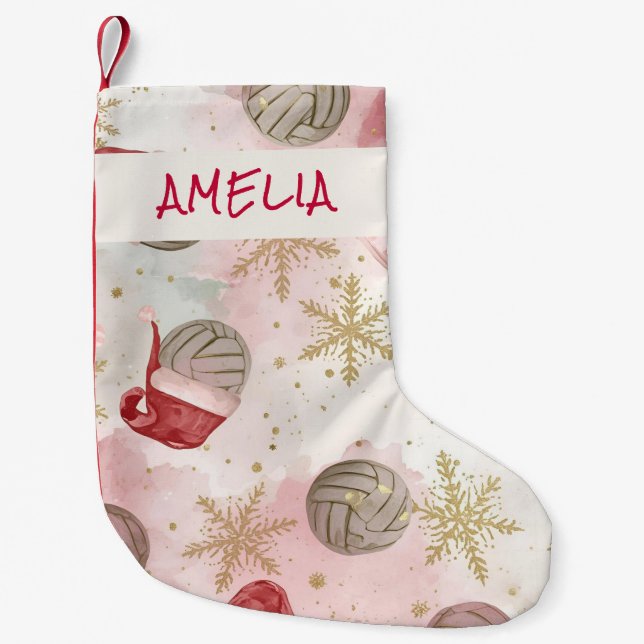 Petite Chaussette De Noël Volleyball Santa Hat Name Christmas   (Devant)