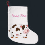 Petite Chaussette De Noël Votre nom Christmas Stocking avec Happy Baby Cow<br><div class="desc">Votre nom Christmas Stocker avec Happy Baby Cow Peinture - Choisissez / Ajoutez votre texte unique / Nom / Couleur / Police / Taille / Éléments - Faites votre cadeau spécial - Redimensionnez et déplacez ou supprimez et ajoutez des éléments / du texte avec outil de personnalisation! Peinture et design...</div>