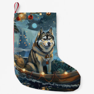 Petite Chaussette De Noël Voyage de fête de Noël Alaskan Malamute