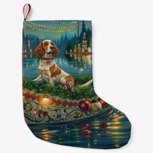 Petite Chaussette De Noël Voyage de fête de Noël de l'épagneul breton