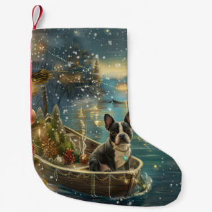 Petite Chaussette De Noël Voyage festif de Noël de Boston Terrier