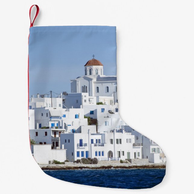 Petite Chaussette De Noël Vue sur l'île de Paros Village Naoussa (Devant)