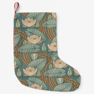 Petite Chaussette De Noël Water Lys Lily Art Nouveau Nature