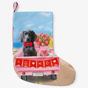 Petite Chaussette De Noël Weimaraner Chien Valentine's Day Coeurs de camion