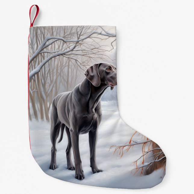 Petite Chaussette De Noël Weimaraner Laisser Neige Noël (Devant)