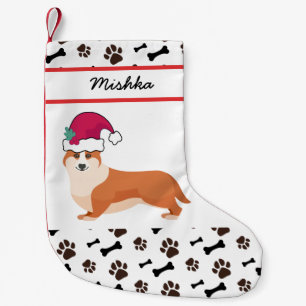 Petite Chaussette De Noël Welsh Corgi Chien Noël Avec Nom De Chien Personnal