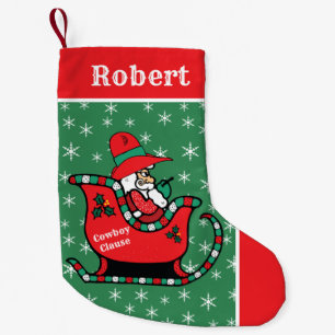 Petite Chaussette De Noël Western Cowboy Père Noël À Sleigh