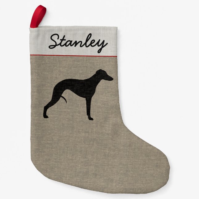 Petite Chaussette De Noël Whippet Silhouette chien animal personnalisé (Devant)