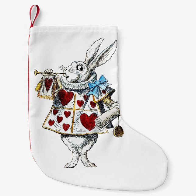 Petite Chaussette De Noël White Rabbit Alice Wonderland Hearts (Devant)