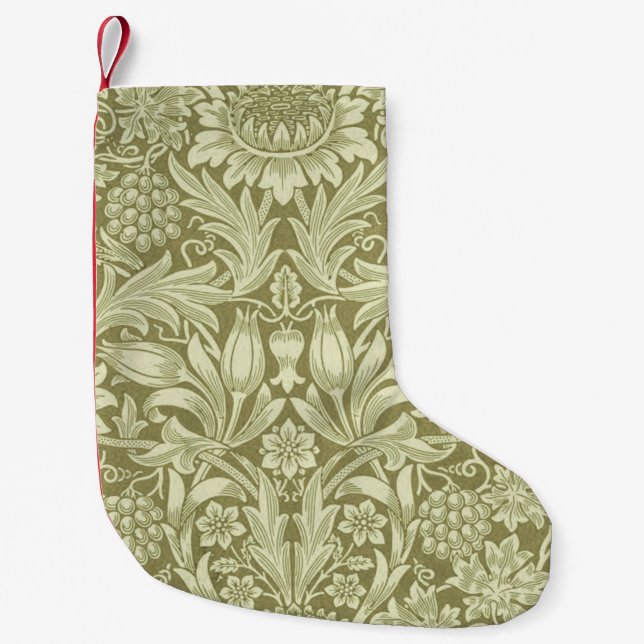 Petite Chaussette De Noël William Morris Fleur verte tournesol (Devant)