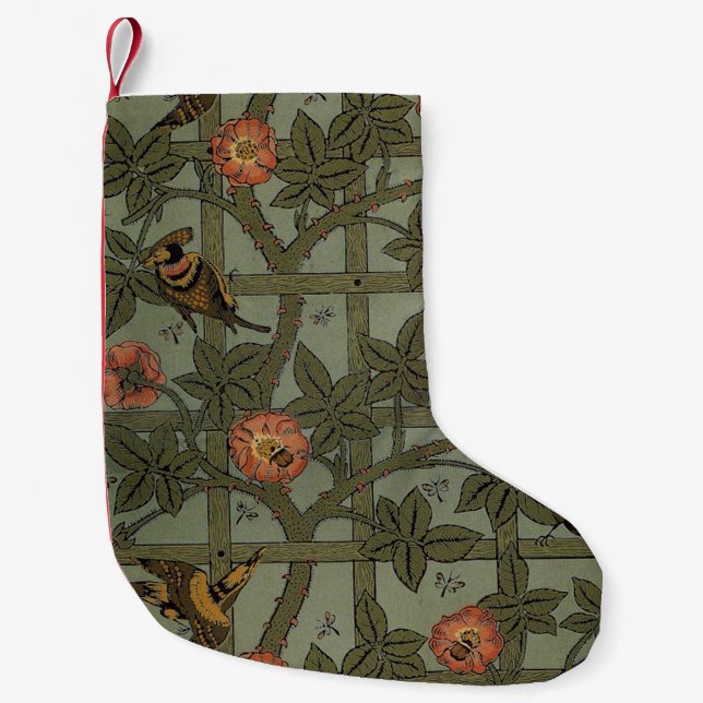 Petite Chaussette De Noël William Morris Trellis Wallpaper Art (Devant)