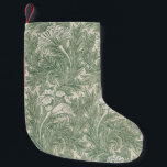 Petite Chaussette De Noël William Morris tulip fond textile vert<br><div class="desc">William Morris conçoit le motif textile Tulip en 1875. La motif est décorée dans un style art floral,  dans des tons verts fluides,  et comprend une tulipe.</div>