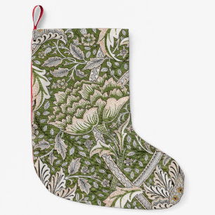 Petite Chaussette De Noël : William Morris Windrush Motif Vert : Vintage