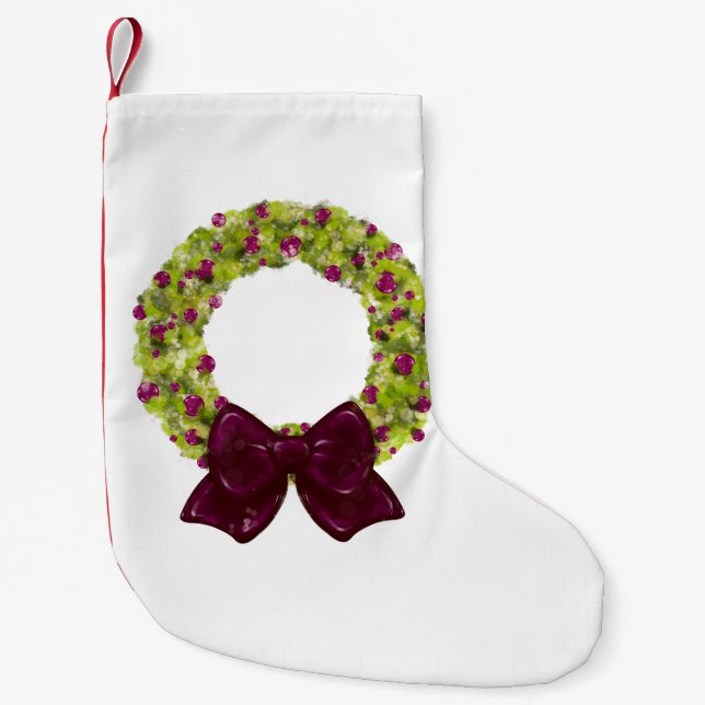 Petite Chaussette De Noël Wreath scintillante - Options de couleurs multiple (Devant)