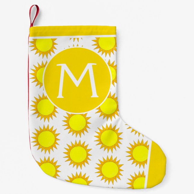 Petite Chaussette De Noël Yellow Summer Sun Sunshine Rays Monogramme (Devant)