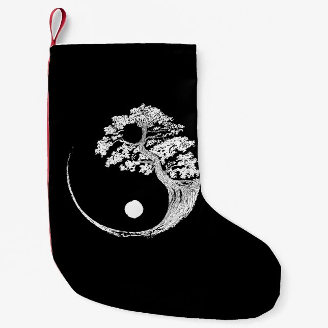 Petite Chaussette De Noël Yin Yang Bonsai Tree Japonais Bouddhiste Zen (Devant)