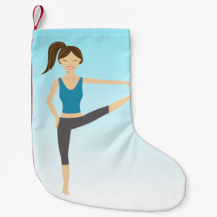 Petite Chaussette De Noël Yoga Girl Dans La Main Étendue À Toe Pose