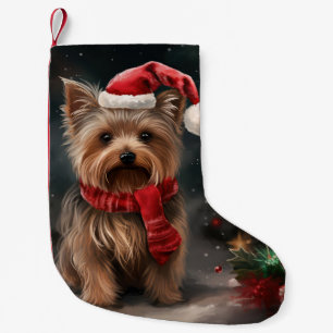 Petite Chaussette De Noël Yorkshire Terrier Dog dans la neige Noël