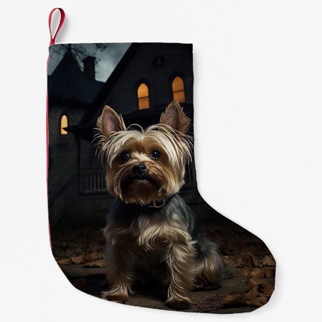 Petite Chaussette De Noël Yorkshire Terrier Halloween Épouvantable (Devant)