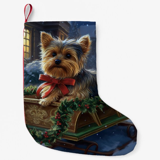 Petite Chaussette De Noël Yorkshire Terrier Saison de Noël festive (Devant)