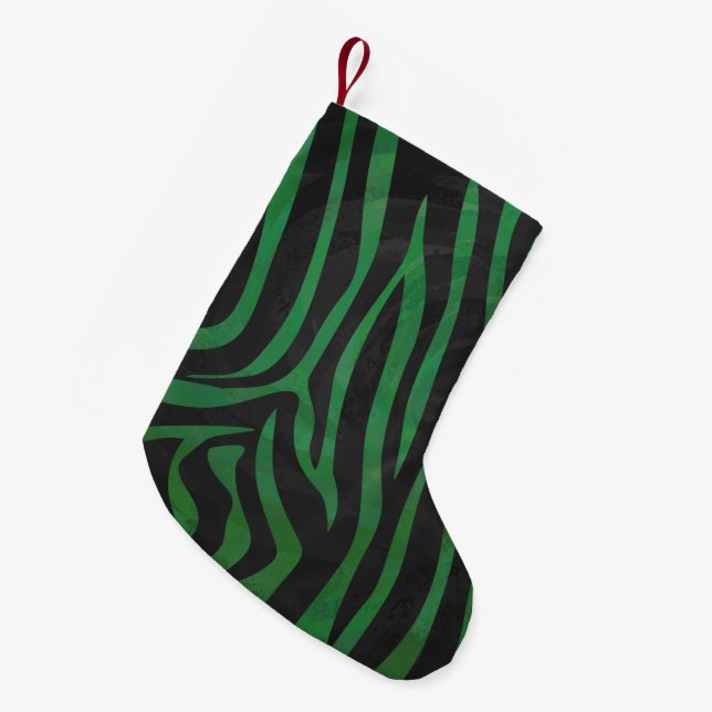 Petite Chaussette De Noël Zebra Black et Green Print (Devant (Accrochage))