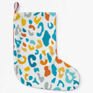 Petite Chaussette De Noël Zones léopard : Texture Vintage colorée.