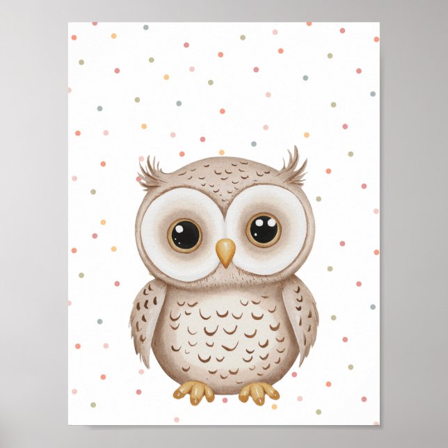 Petite Chouette Bébé Bois Bois Animaux Posters (Devant)