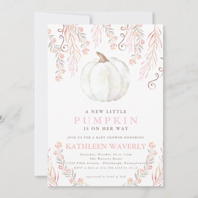 Petite Citrouille Baby shower d'automne Invitation (Devant)