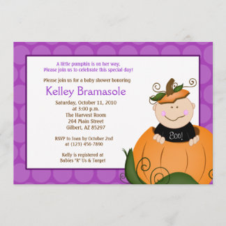 Petite Citrouille Baby shower fille 5x7 Invitation