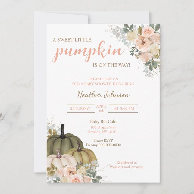 Petite Citrouille douce Invitation Baby shower d'a (Devant)
