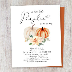 Petite Citrouille Floral Baby shower Invitation