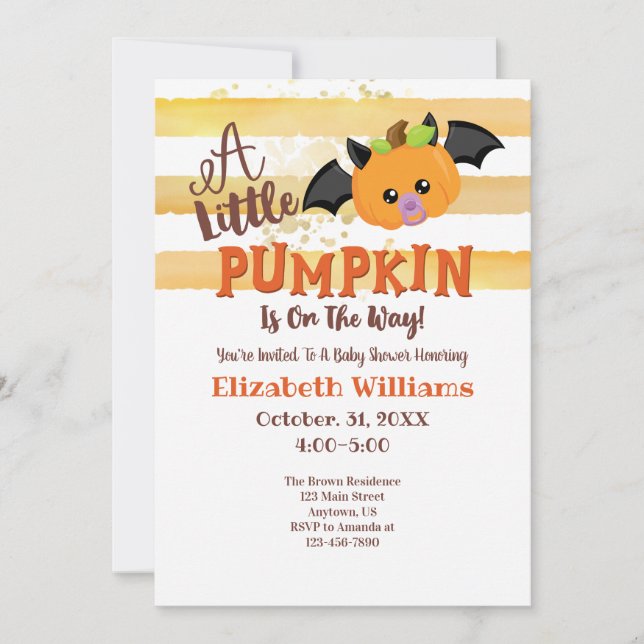Petite Citrouille Halloween Baby shower Invitation (Devant)