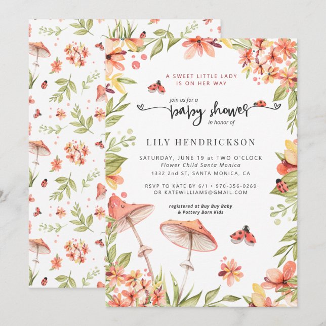 Petite Coccinelle | Invitation à une Baby Shower d (Devant / Derrière)