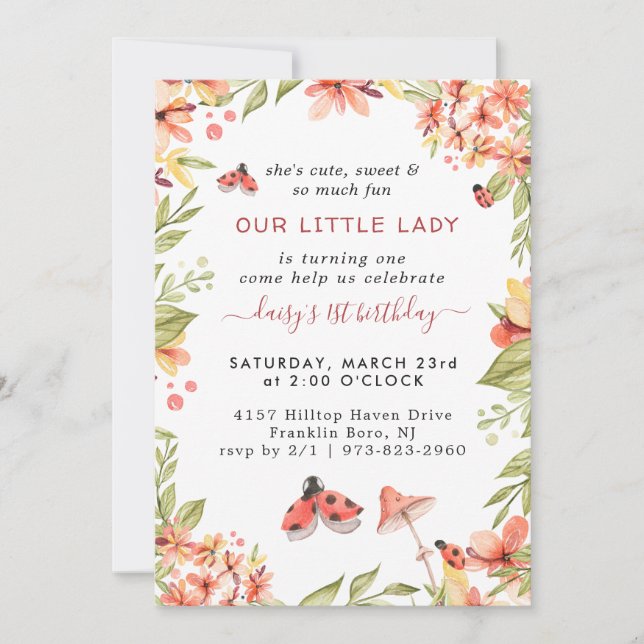 Petite Coccinelle | Invitation à une fête d'annive (Devant)