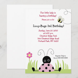 Petite coccinelle (rose) 5x7 Invitation d'annivers