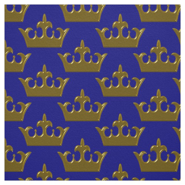 Petite couronne d'or, tissu bleu (Échantillon)