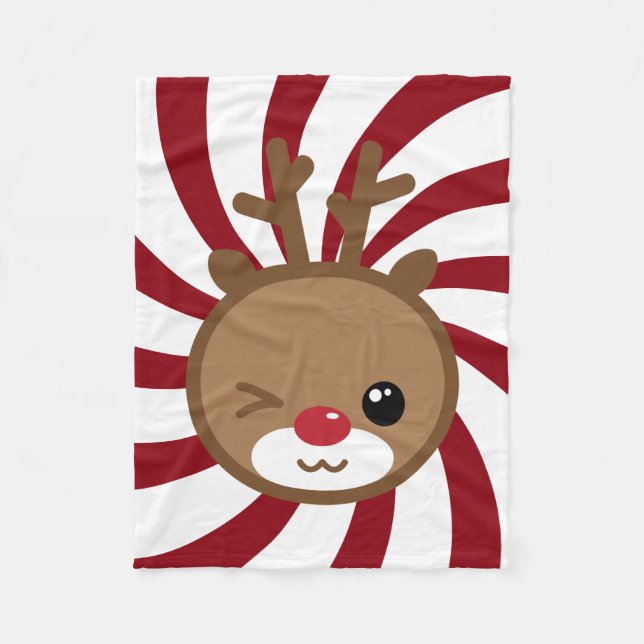 Petite couverture en polaire Kawaii Reindeer (Devant)