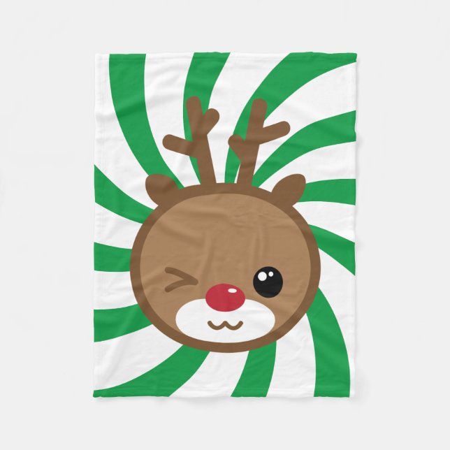 Petite couverture en polaire Kawaii Reindeer (Devant)