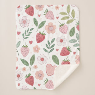 Petite couverture sherpa à motif de fraise