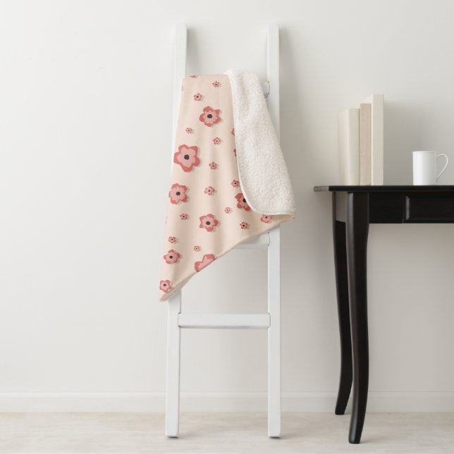 Petite couverture Sherpa rose Orange Blisée (En situation)