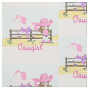 Petite cow-girl avec le tissu de cheval et de
