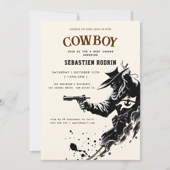 Petite Cowboy Baby shower moderne Invitation (Devant)