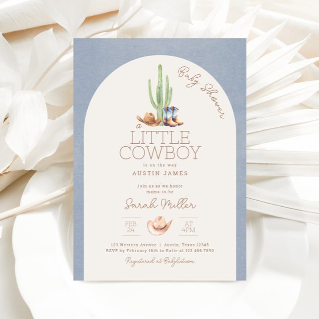 Petite cowboy sur le chemin Baby shower Invitation (Little Cowboy Baby Shower Invitation)