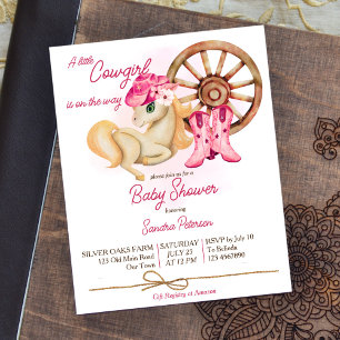 Petite cowgirl chevaux budget baby shower invitati