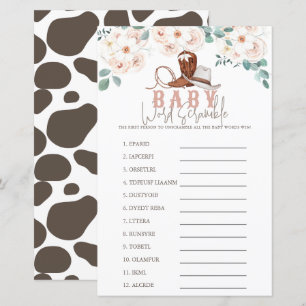 Petite Cowgirl Floral Occidental Jeu de Mots Mêlés