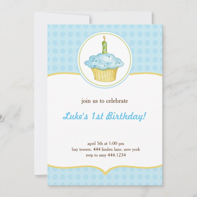 Petite Cupcake Première Invitation de garçon (Devant)