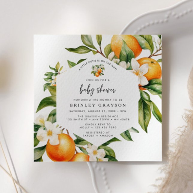 Petite Cutie Baby shower Invitation Citrus Orange (Little Cutie Baby Shower Invitation)