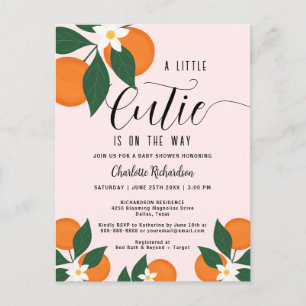 Petite Cutie Citrus Orange Baby shower Invitation