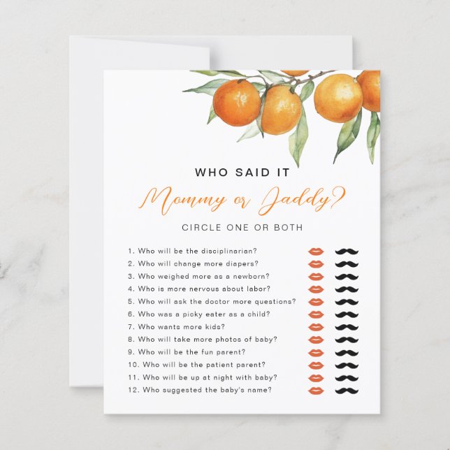 Petite Cutie Citrus Orange Devinez Qui Douche Jeu (Devant)